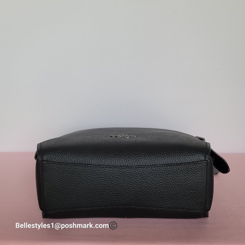 COACH Small Dufflette Pebbled Leather Crossbody Bag -Black color 🎈$189. - Picture 9 of 16